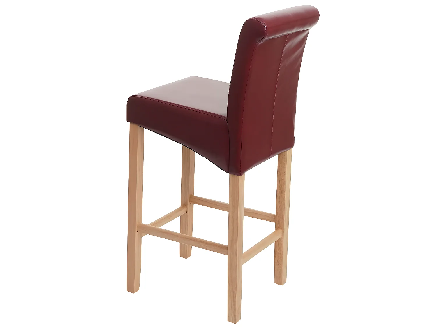 Tabouret de bar MCW-C33,  rouge-brun, pieds clairs, similicuir
