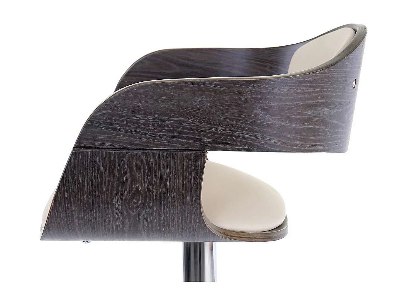 Tabouret de bar MCW-A47,  gris, similicuir couleur crème