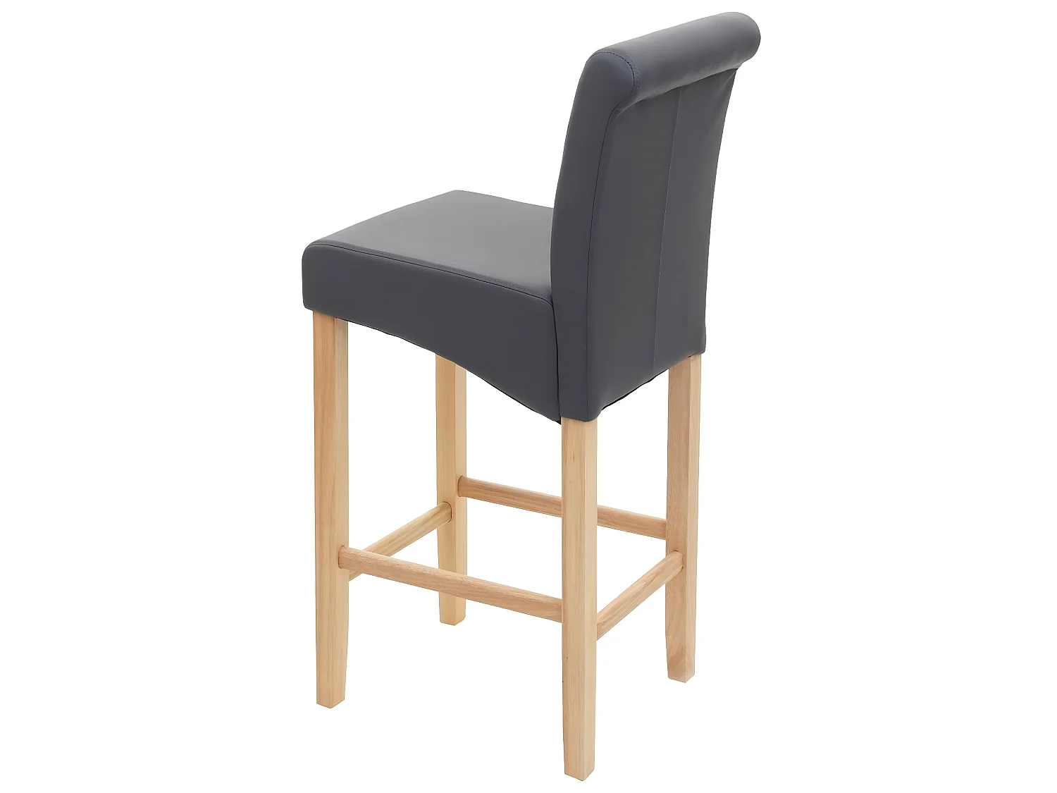 Banco de bar MCW-C33 (conjunto de 2),  cinzento mate, pernas claras, imitação de pele