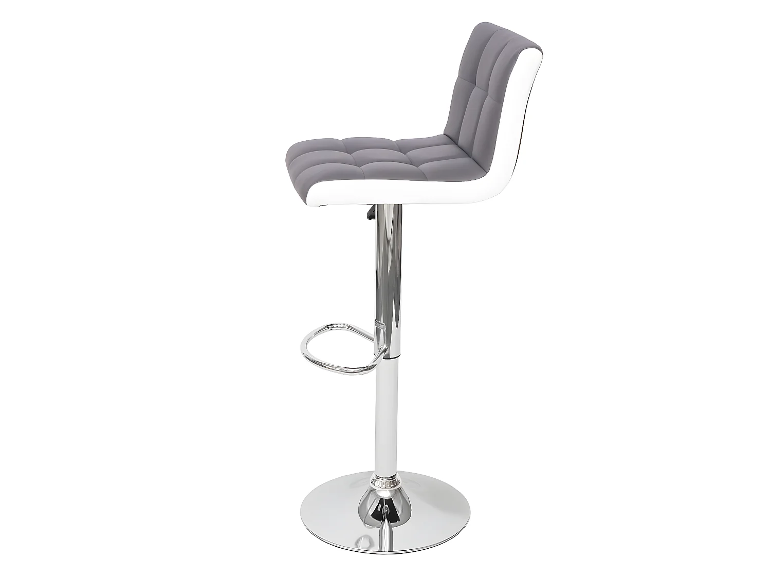 Barkruk MCW-G87 (set van 2),  kunstleer grijs-wit, voet chroom