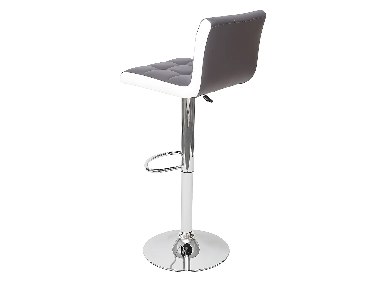 Barkruk MCW-G87 (set van 2),  kunstleer grijs-wit, voet chroom