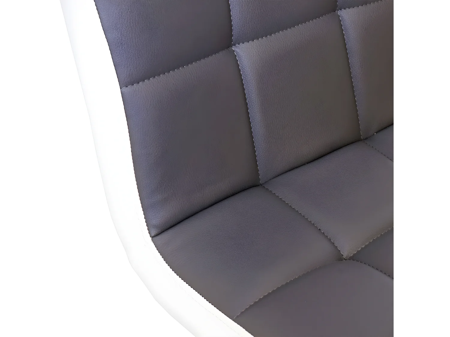 Stołek barowy MCW-G87 (zestaw 2 szt.),  imitacja skóry szaro-biały, chromowana podstawa