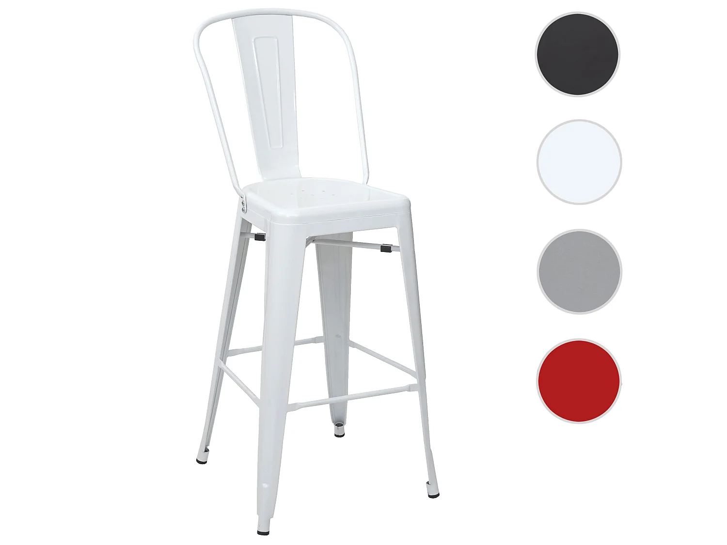 Barkruk MCW-A73 metaal,  wit