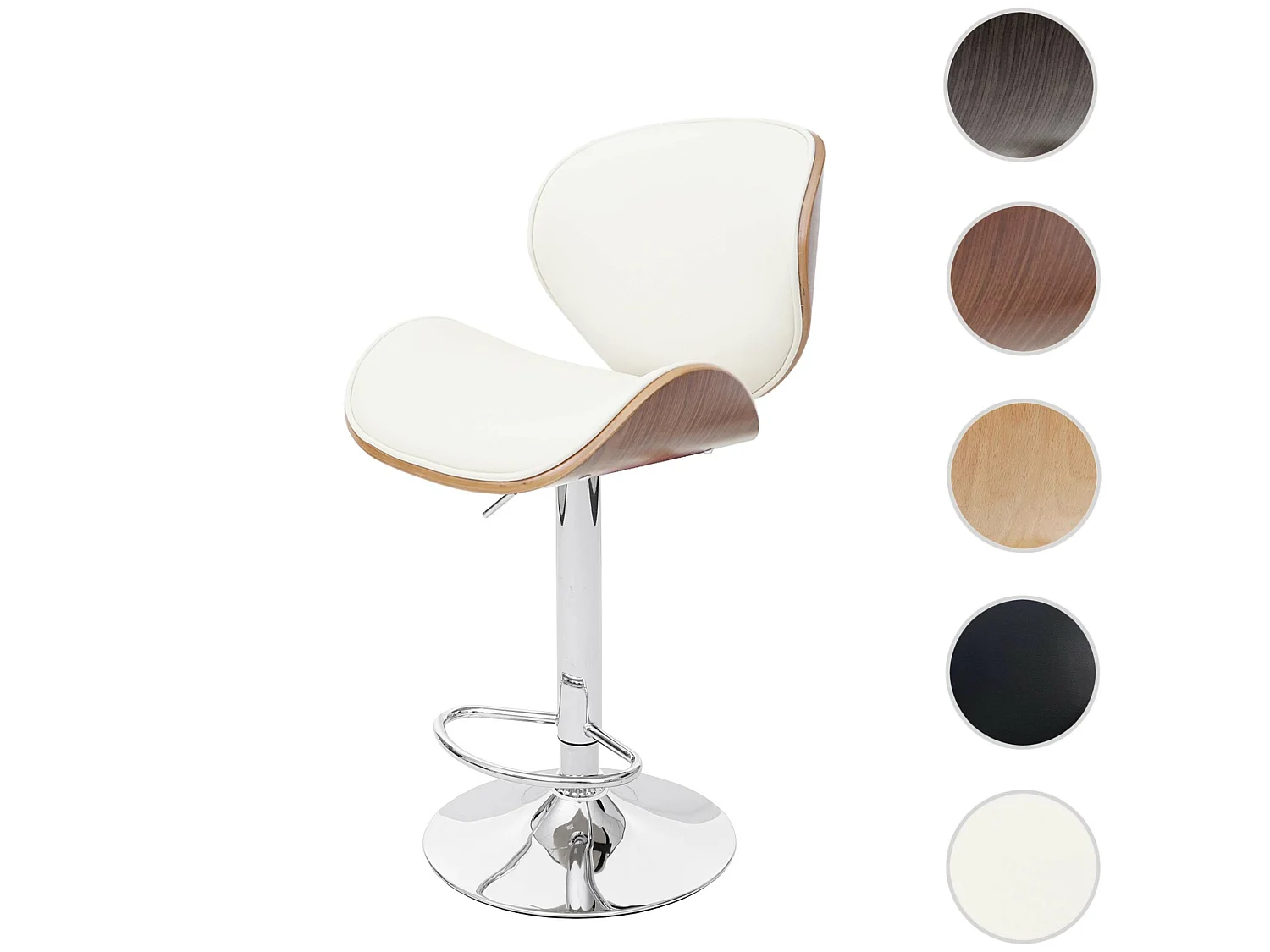 Barkruk Arklow,  walnoot look, crème kunstleer