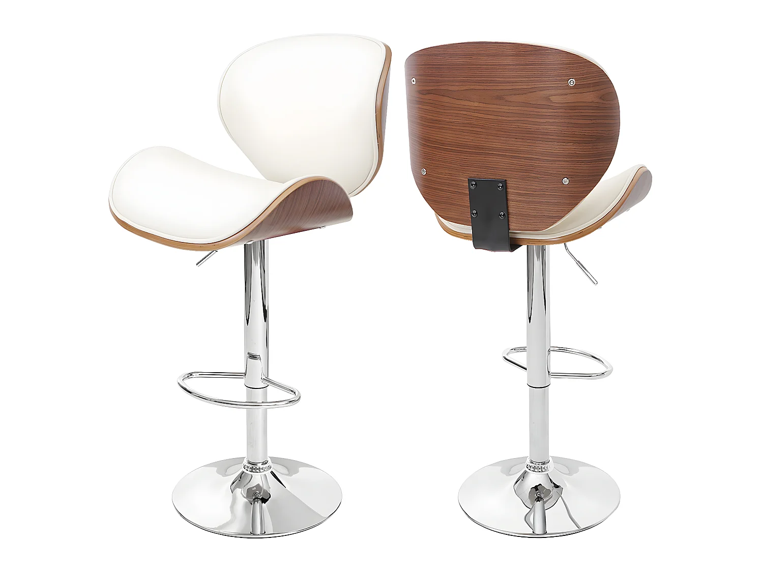 Tabouret de bar Arklow,  aspect noix, crème
