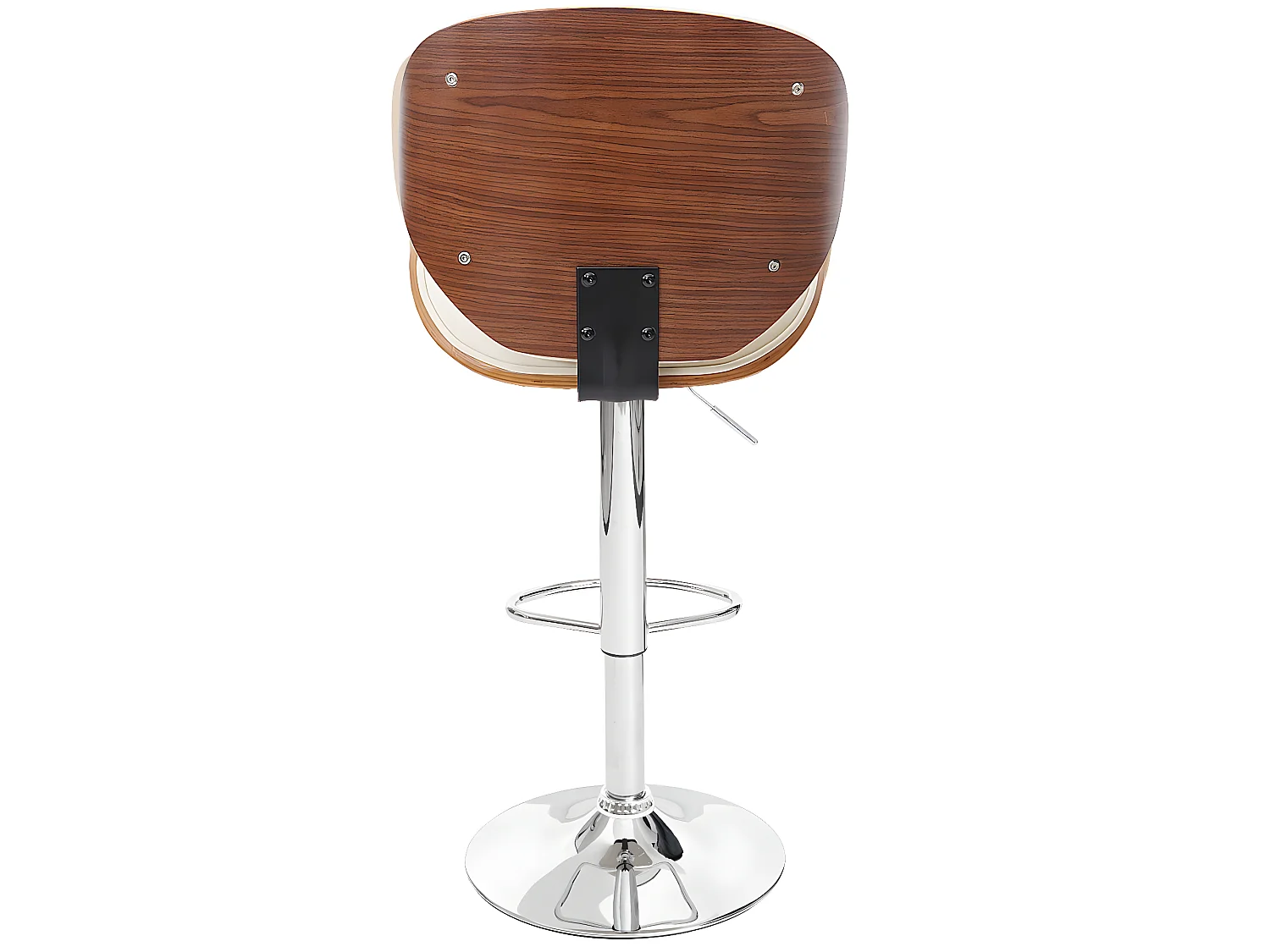 Stołek barowy Arklow,  orzechowy wygląd, kremowa imitacja skóry