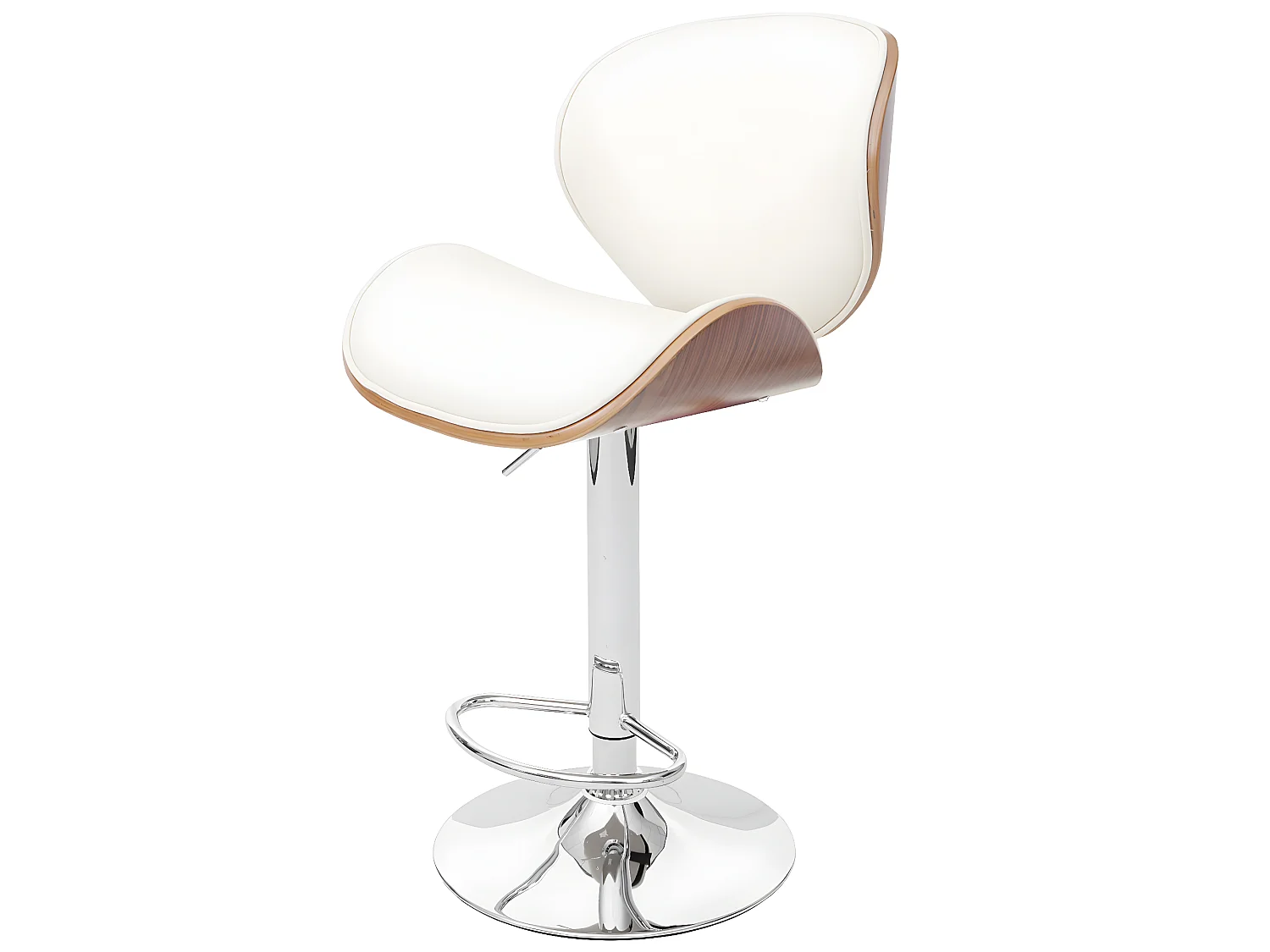 Stołek barowy Arklow,  orzechowy wygląd, kremowa imitacja skóry