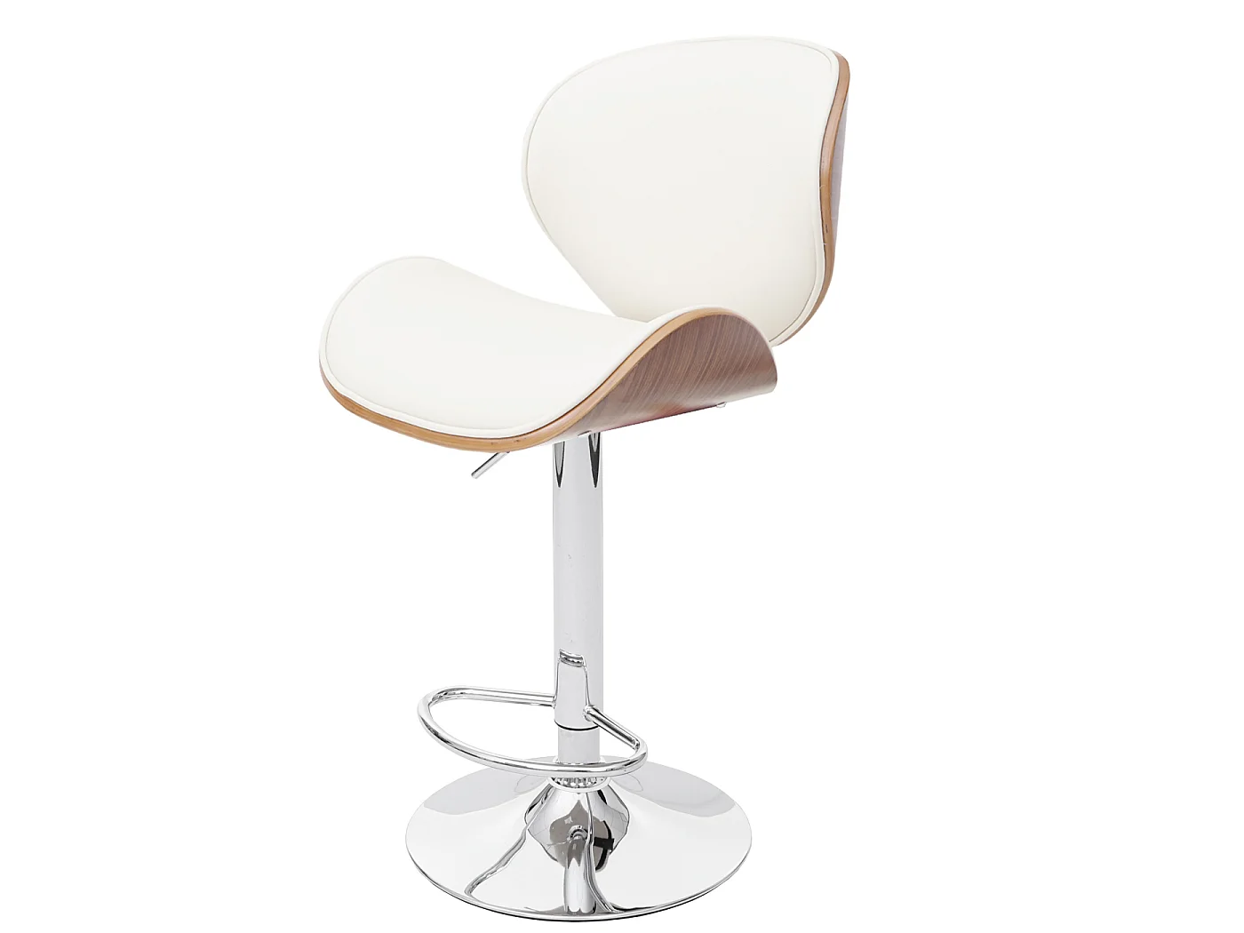 Stołek barowy Arklow,  orzechowy wygląd, kremowa imitacja skóry