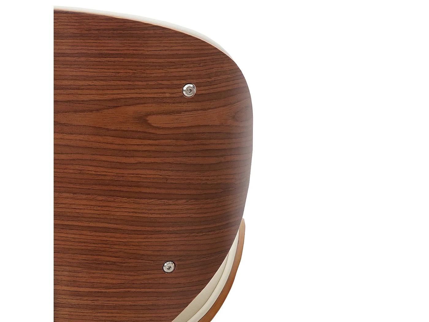 Stołek barowy Arklow,  orzechowy wygląd, kremowa imitacja skóry