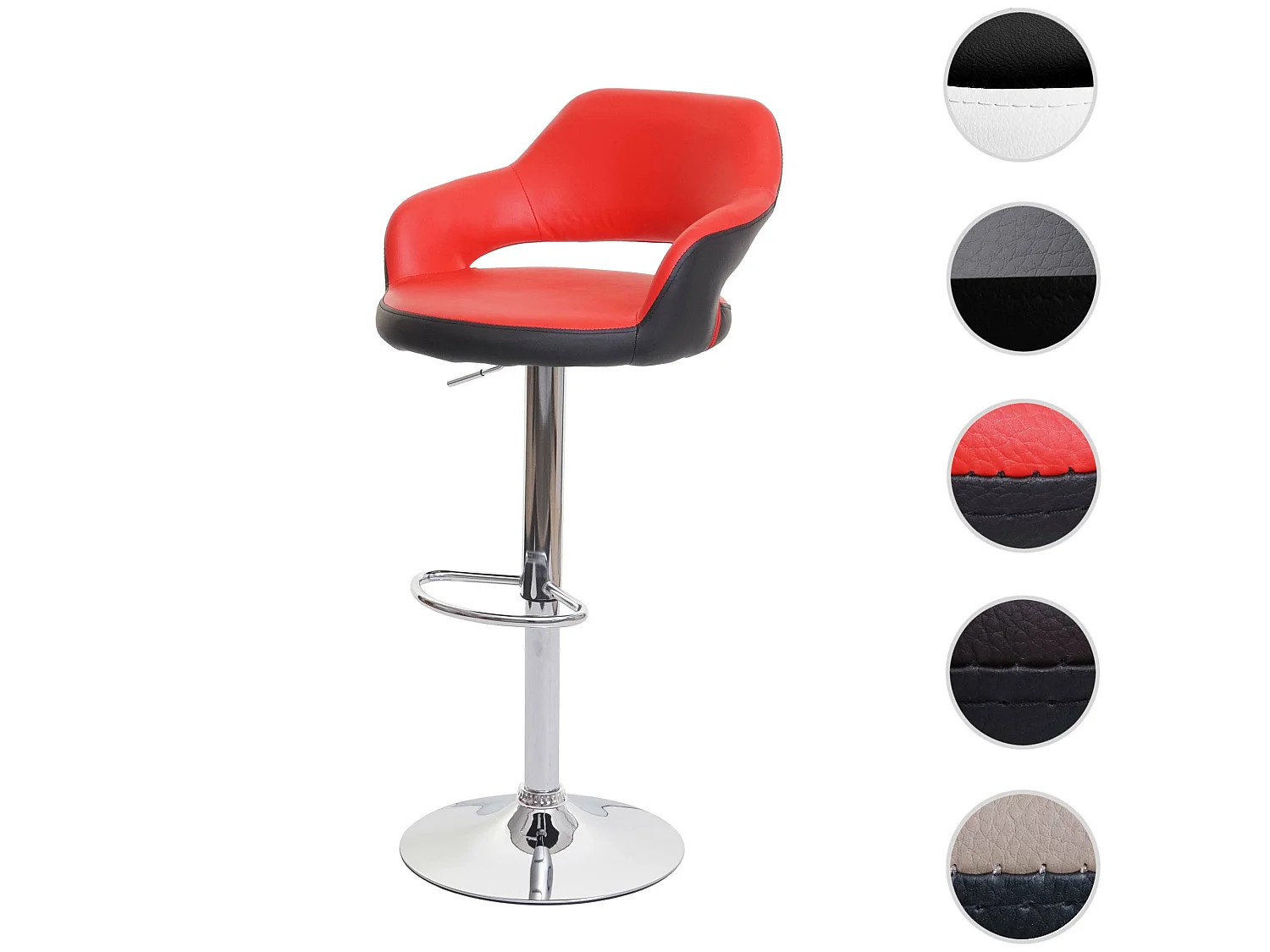 Barkruk MCW-F16,  rood-zwart