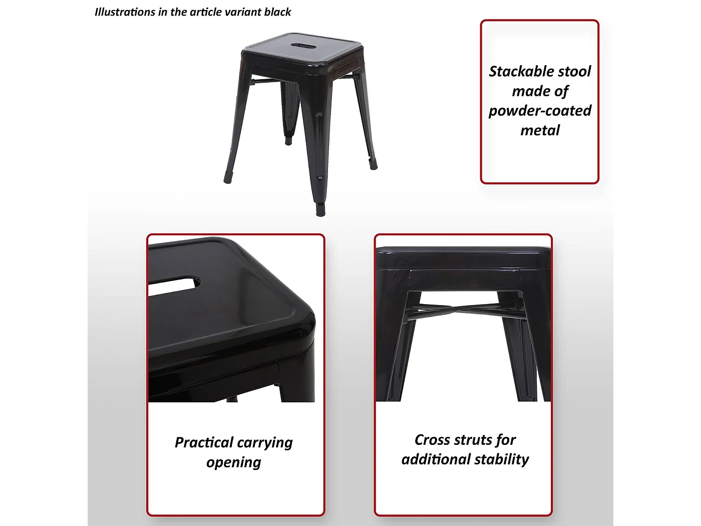 2x tabouret MCW-A73,  noir