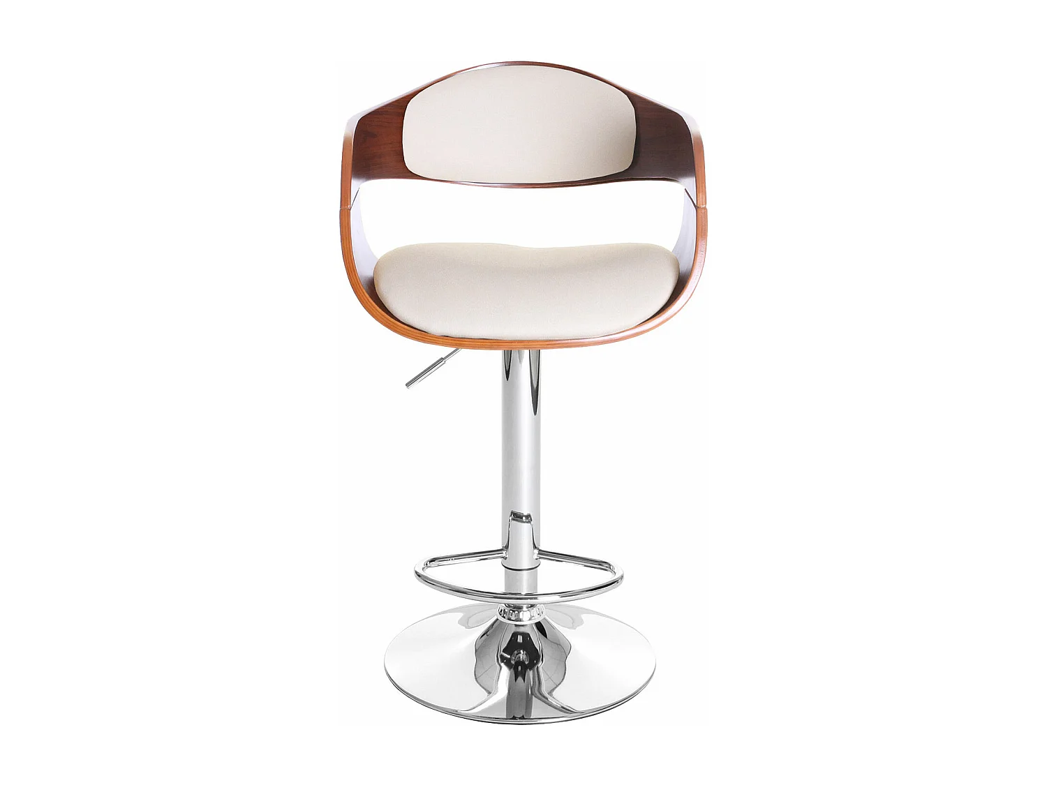 Tabouret de bar MCW-A47,  aspect noix, crème