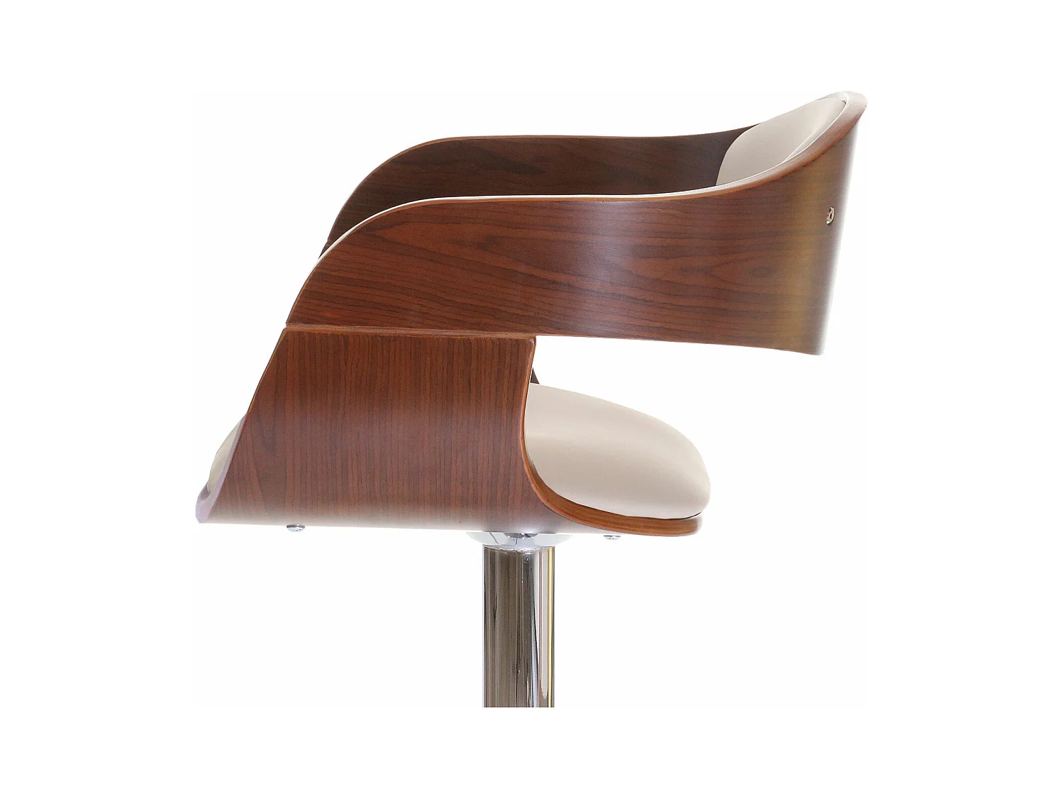 Tabouret de bar MCW-A47,  aspect noix, crème