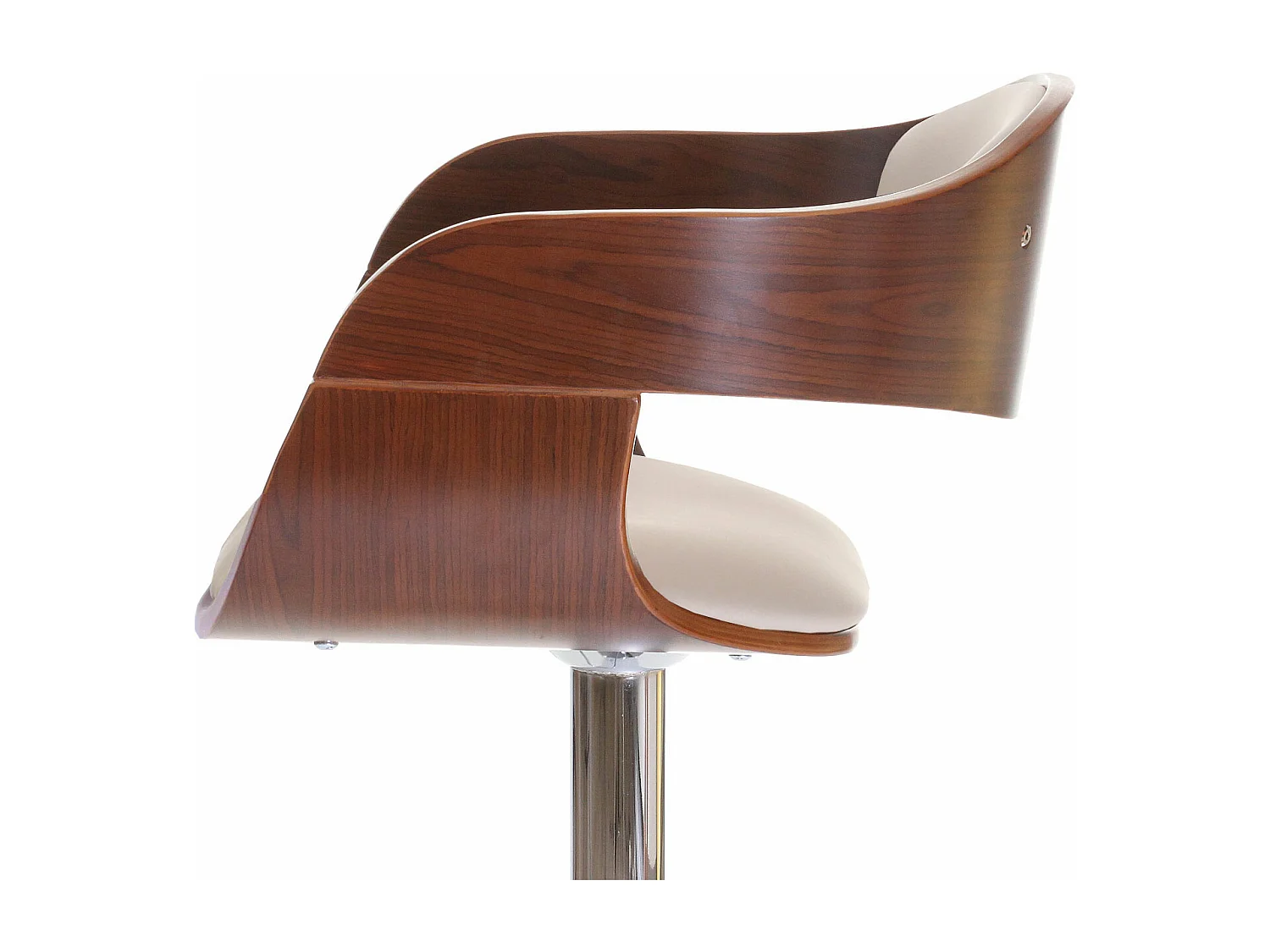 Barkruk MCW-A47,  walnoot look, kunstleer crème