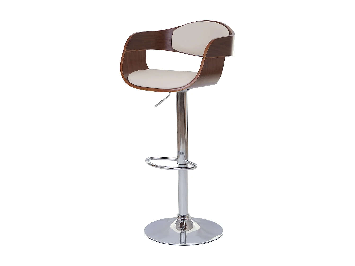 Tabouret de bar MCW-A47,  aspect noix, crème