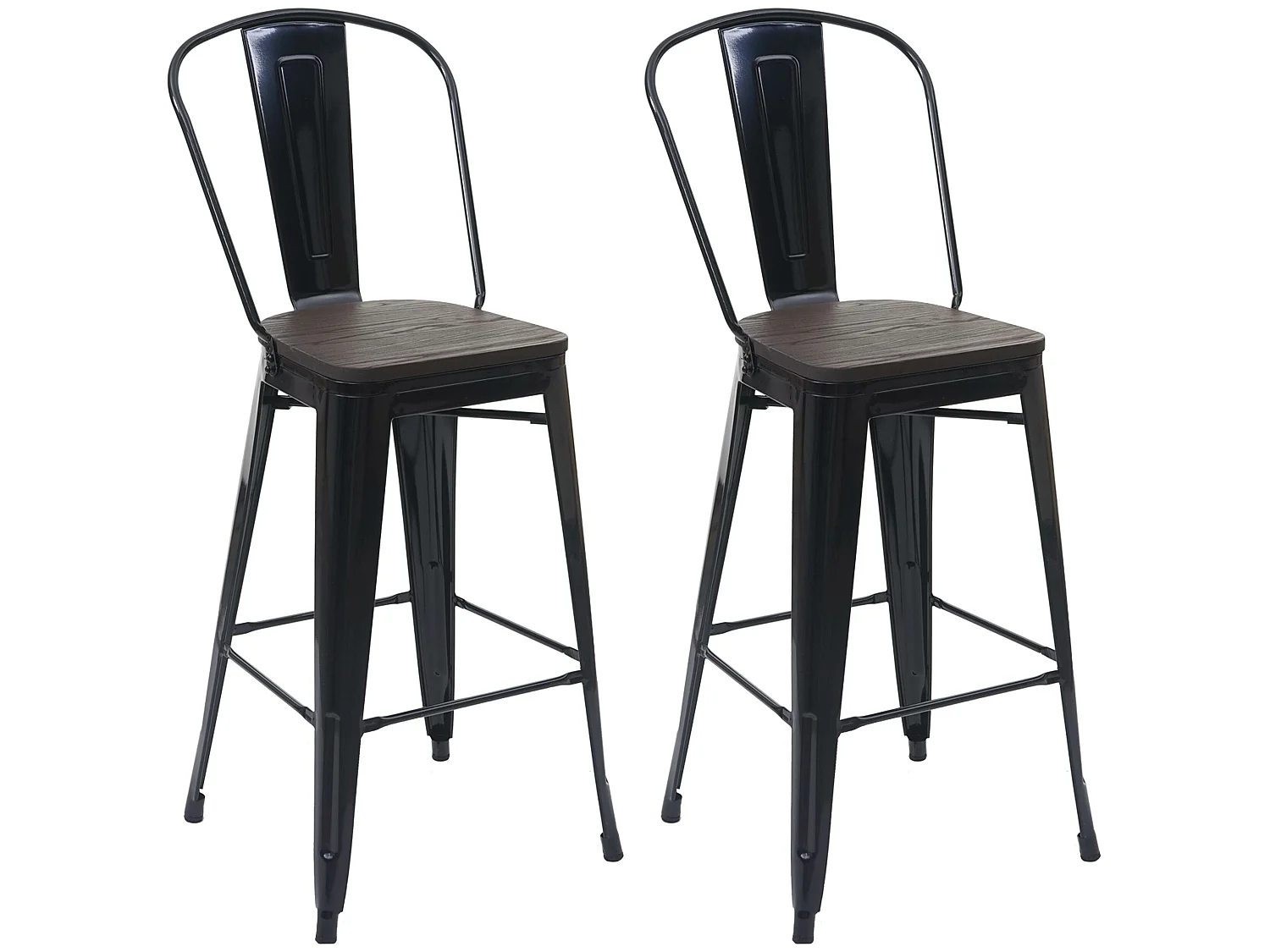 MCW-A73 Taburete de bar de metal (set de 2),  negro