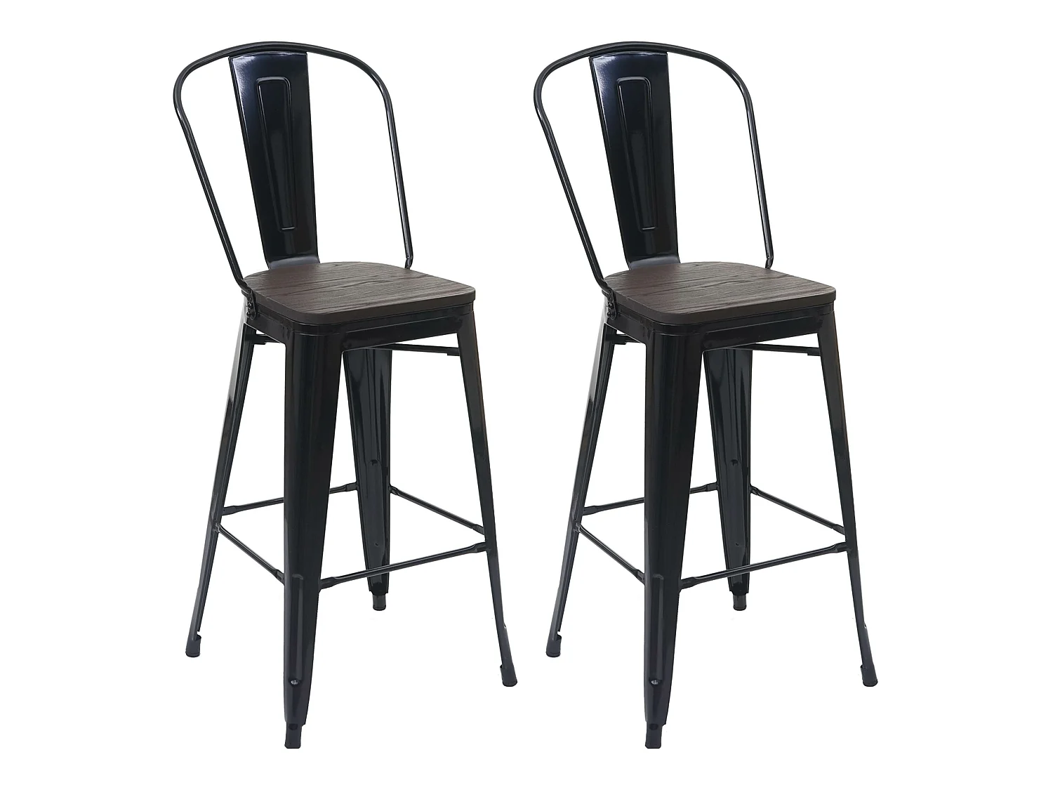 Tabouret de bar MCW-A73 Métal (lot de 2),  noir