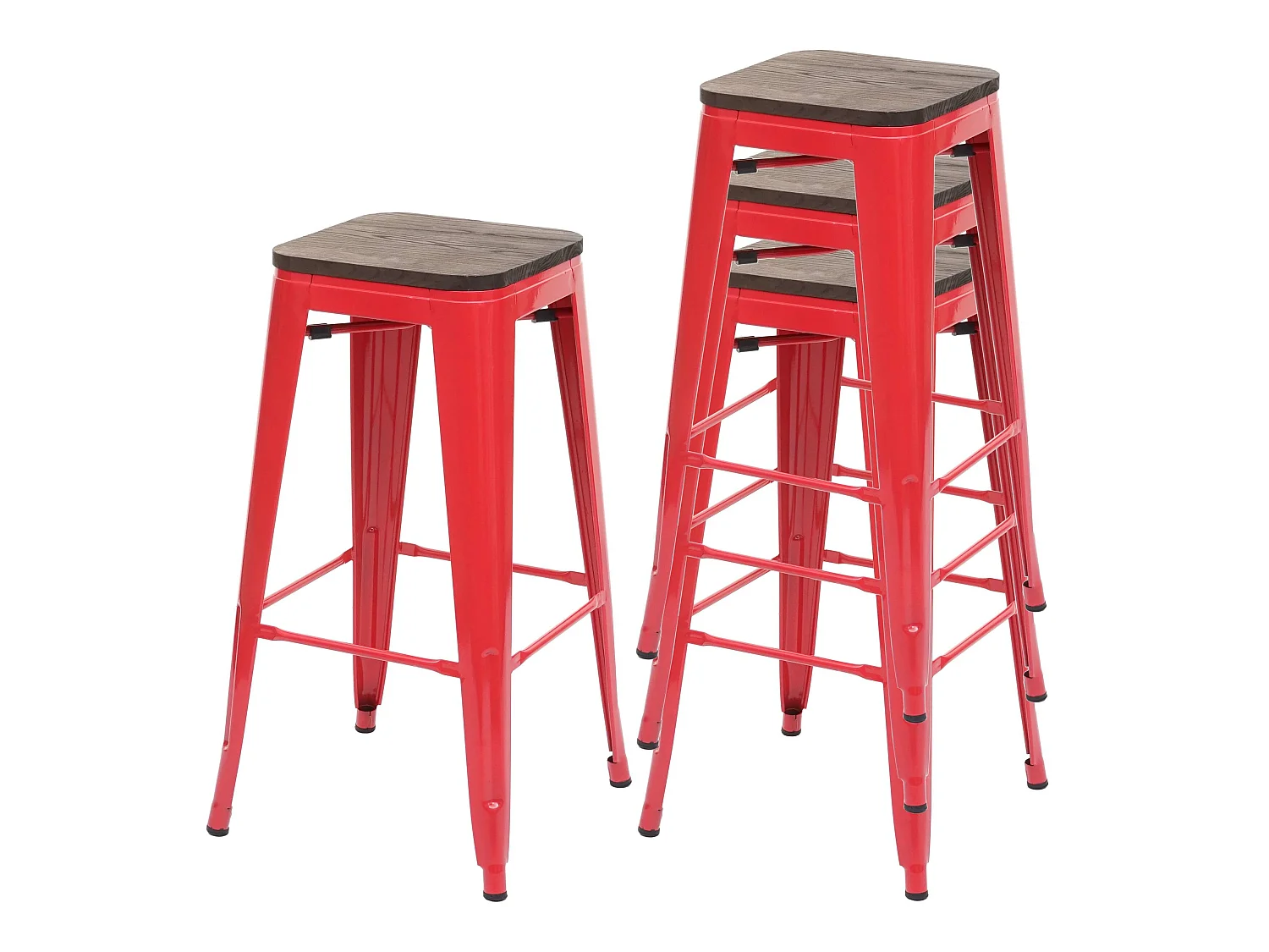 Tabouret de bar MCW-A73 (lot de 4),  rouge