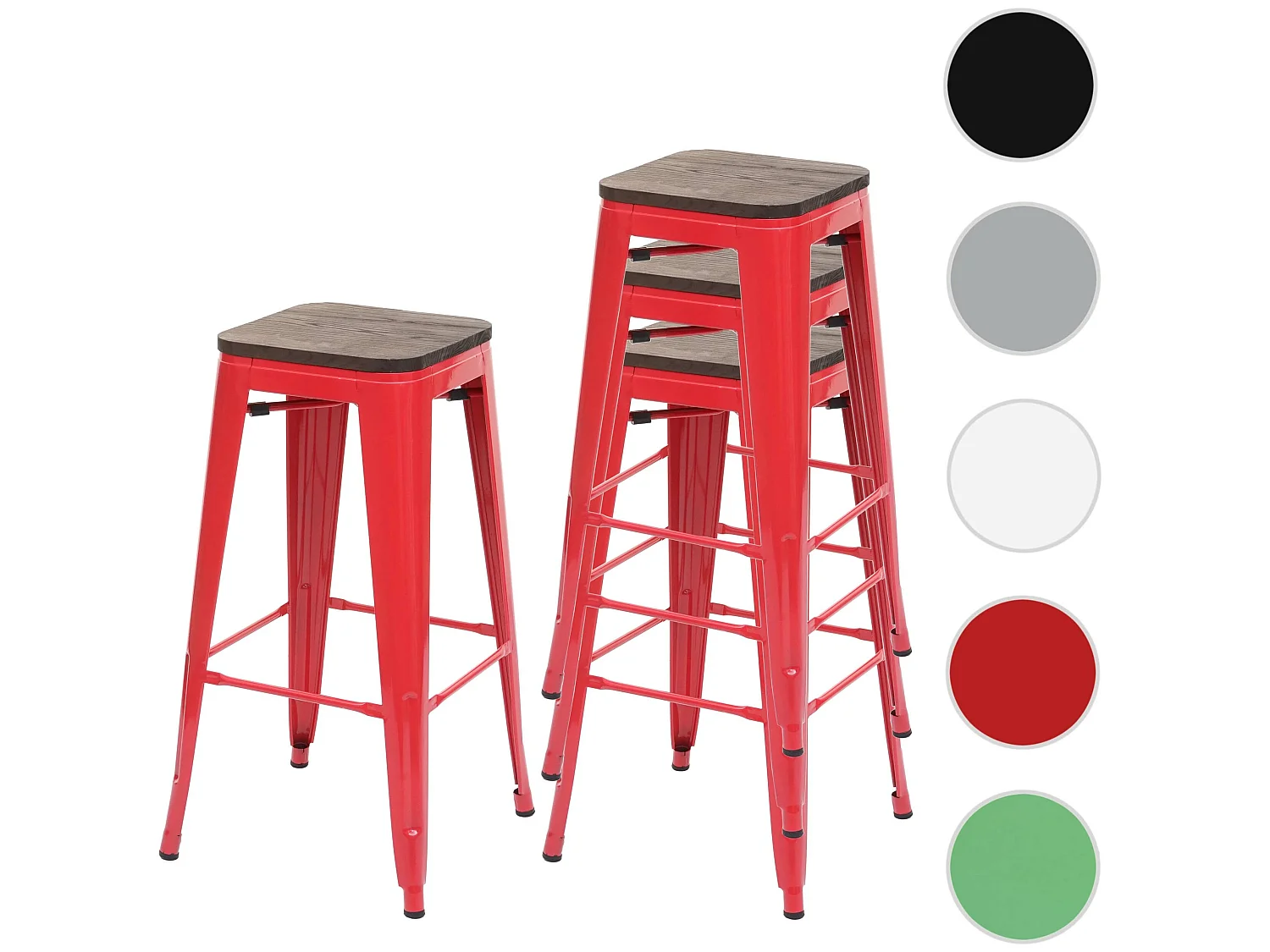 Tabouret de bar MCW-A73 (lot de 4),  rouge