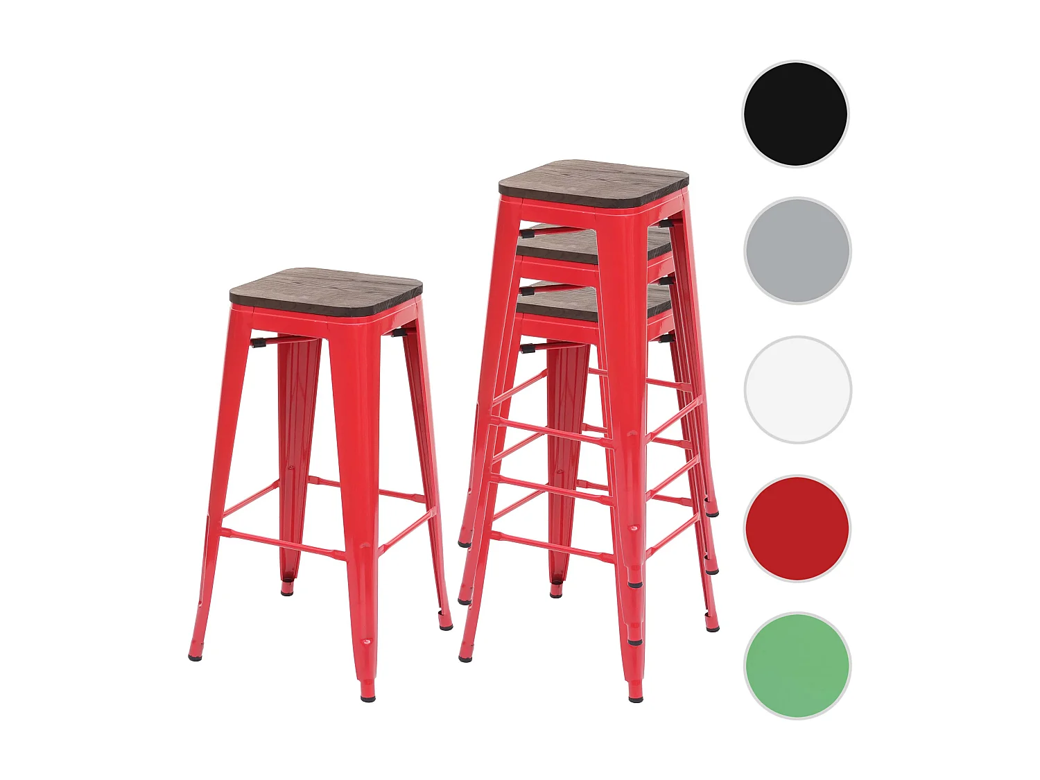 Barkruk MCW-A73 (set van 4),  rood