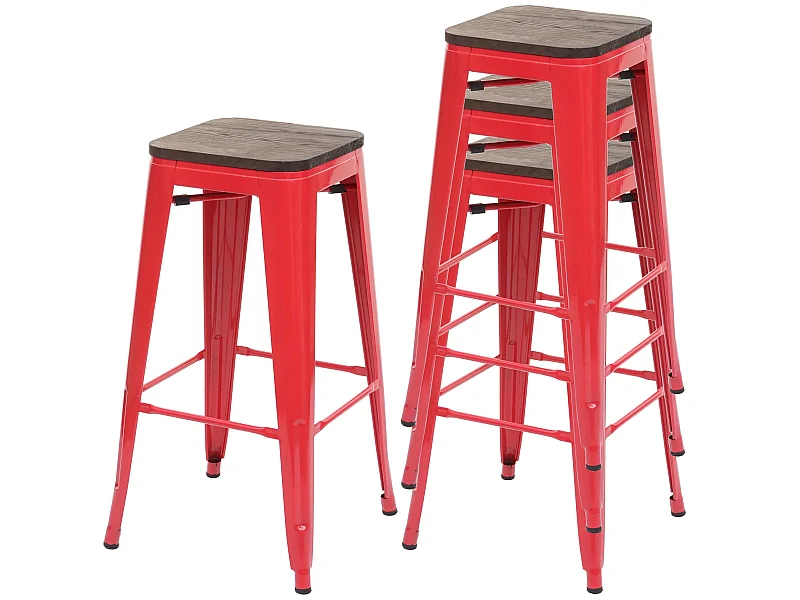 Stołek barowy MCW-A73 (zestaw 4 sztuk),  Red