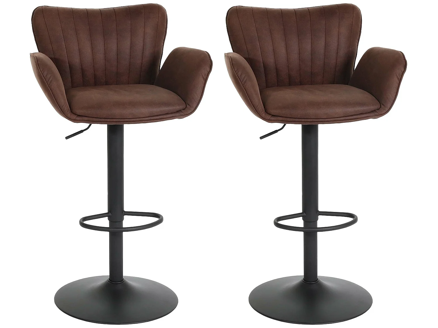 Tabouret de bar MCW-M67 (lot de 2),  marron foncé pied noir