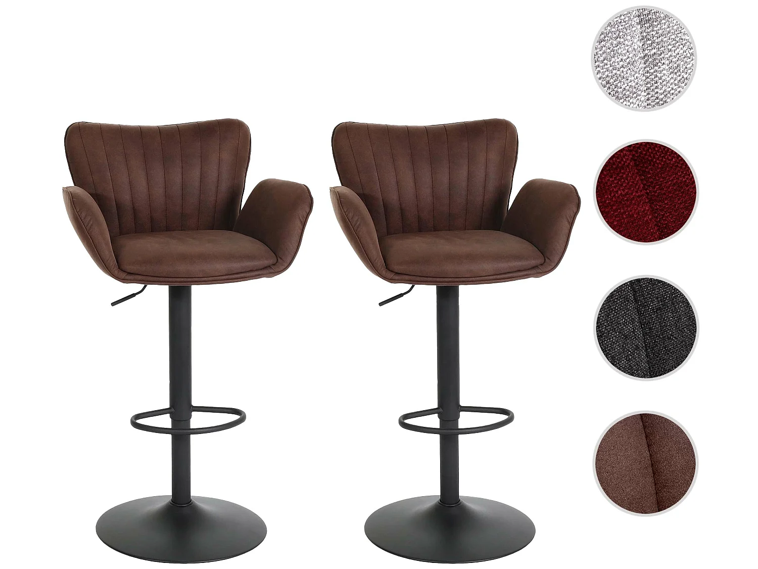 Tabouret de bar MCW-M67 (lot de 2),  marron foncé pied noir