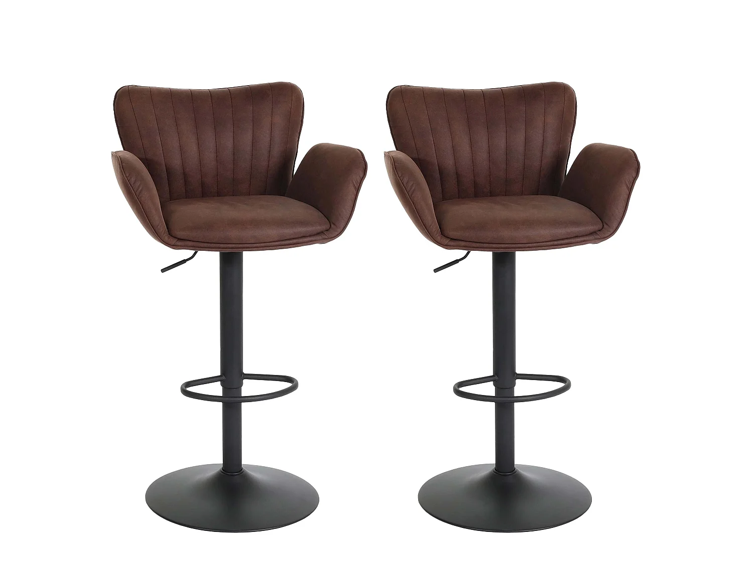 Stołki barowe MCW-M67 (zestaw 2 szt.),  ciemnobrązowe, czarna podstawa