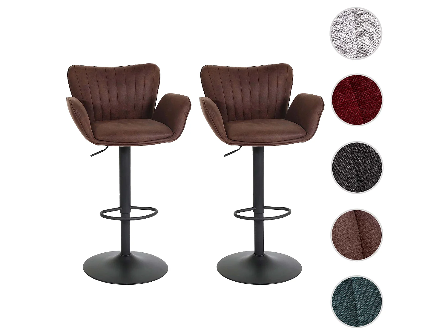 Stołki barowe MCW-M67 (zestaw 2 szt.),  ciemnobrązowe, czarna podstawa