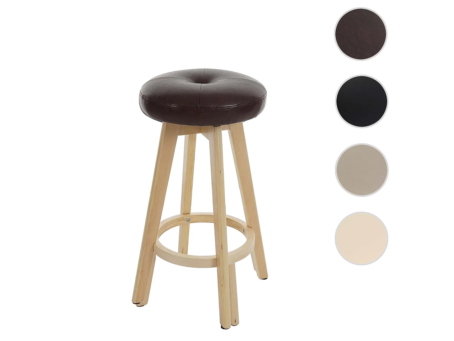 Barsstoel Boras draaibaar,  bordeaux, lichtgekleurde poten