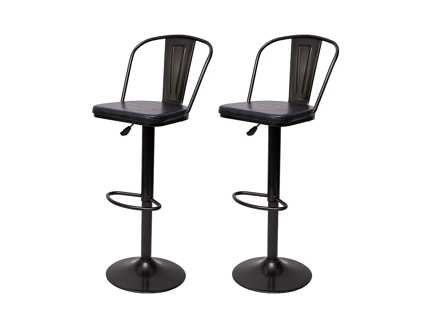 Tabouret de bar MCW-H10a (lot de 2),  vintage noir-gris
