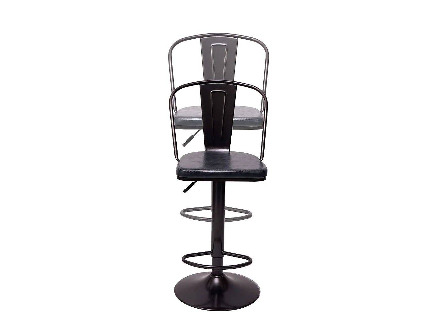 Tabouret de bar MCW-H10a (lot de 2),  vintage noir-gris