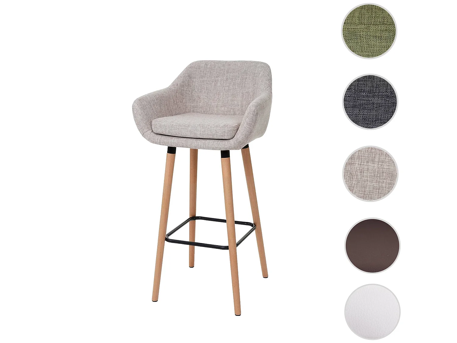 Barkruk Vaasa T381,  textiel, crèmegrijs