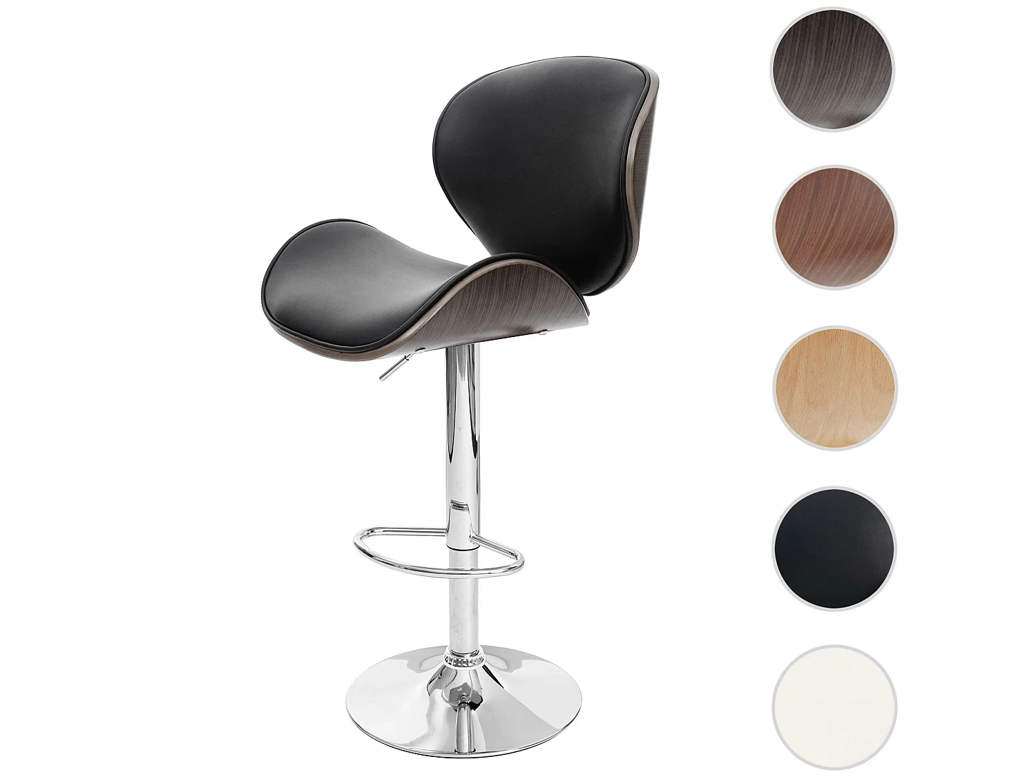 Barkruk Arklow,  grijs, kunstleer zwart