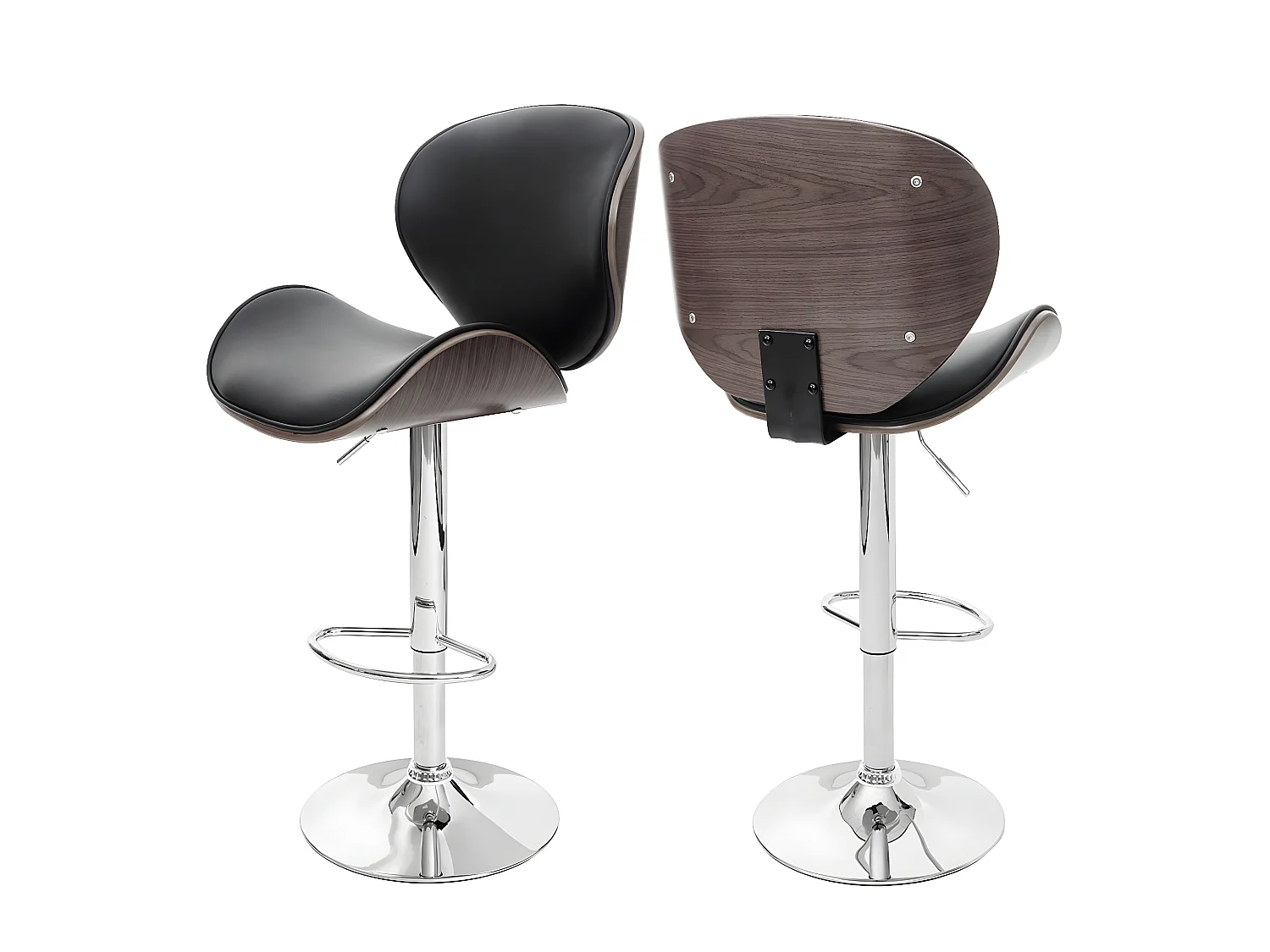 Tabouret de bar Arklow,  gris, similicuir noir