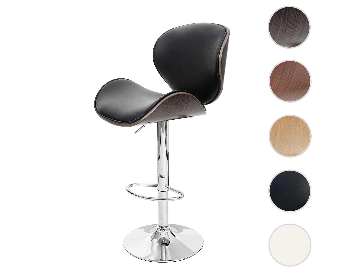 Stołek barowy Arklow,  szary, sztuczna skóra czarny