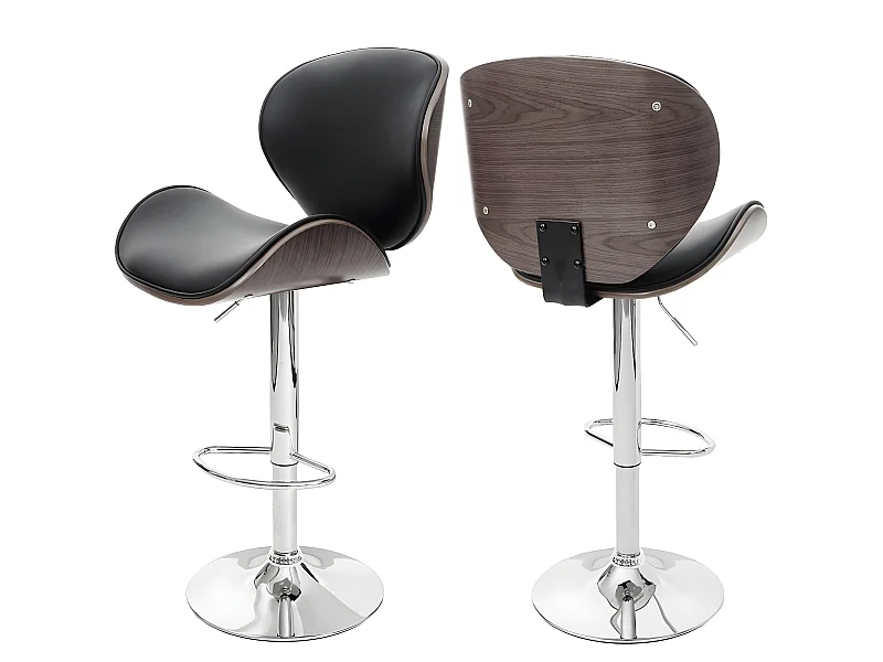 Tabouret de bar Arklow,  gris, similicuir noir