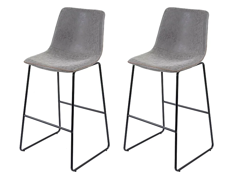 Barkruk MCW-E54 (set van 2),  imitatie suède grijs