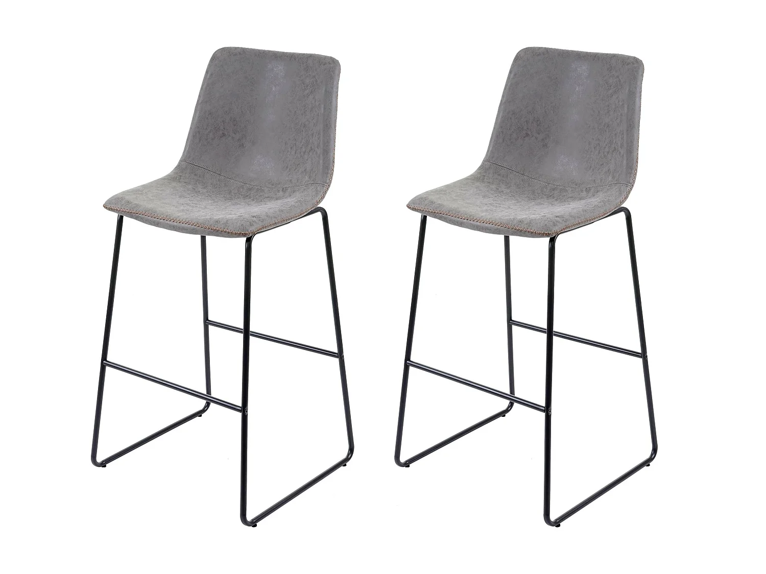 Tabouret de bar MCW-E54 (lot de 2),  similicuir, aspect daim, gris