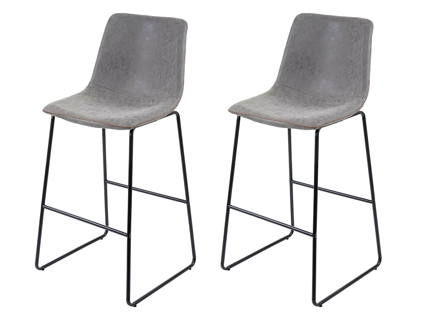 Tabouret de bar MCW-E54 (lot de 2),  similicuir, aspect daim, gris