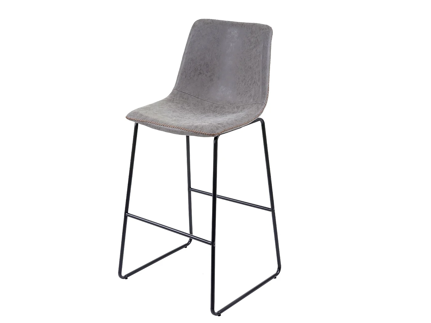 Tabouret de bar MCW-E54 (lot de 2),  similicuir, aspect daim, gris