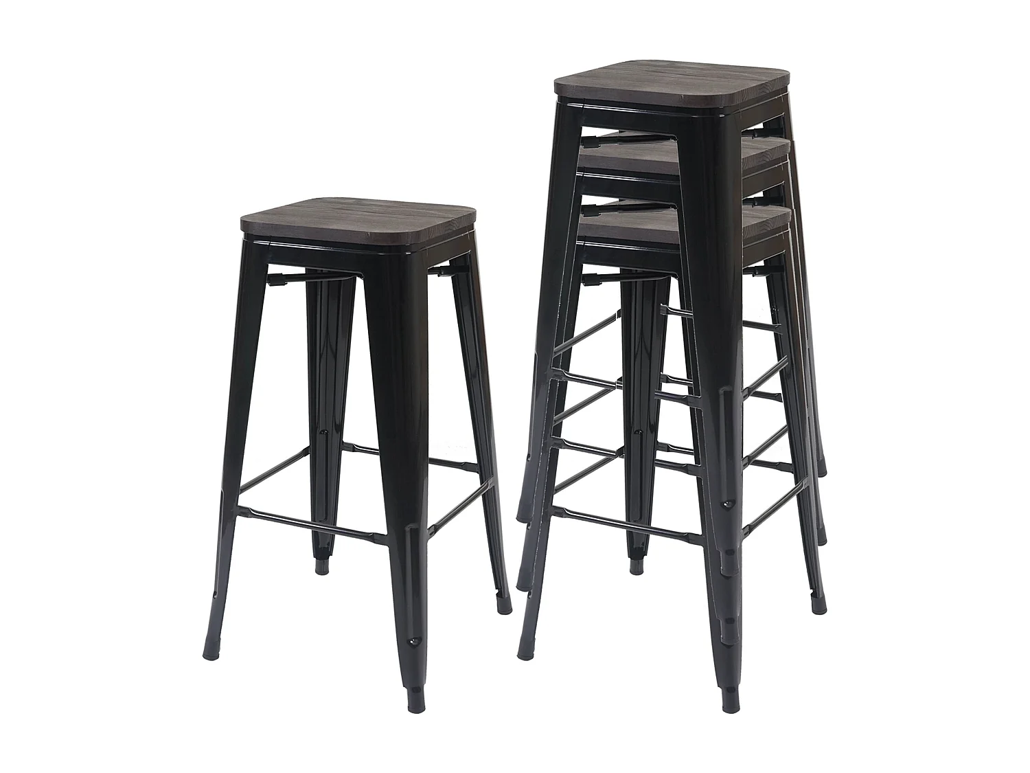 Tabouret de bar MCW-A73 (lot de 4),  noir