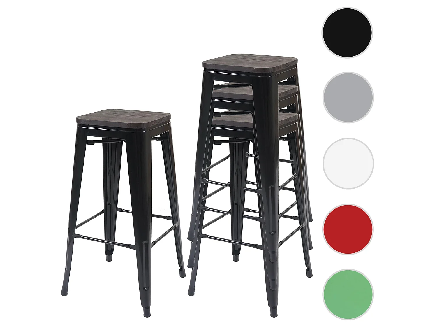 Stołki barowe MCW-A73 (zestaw 4 szt.),  czarne