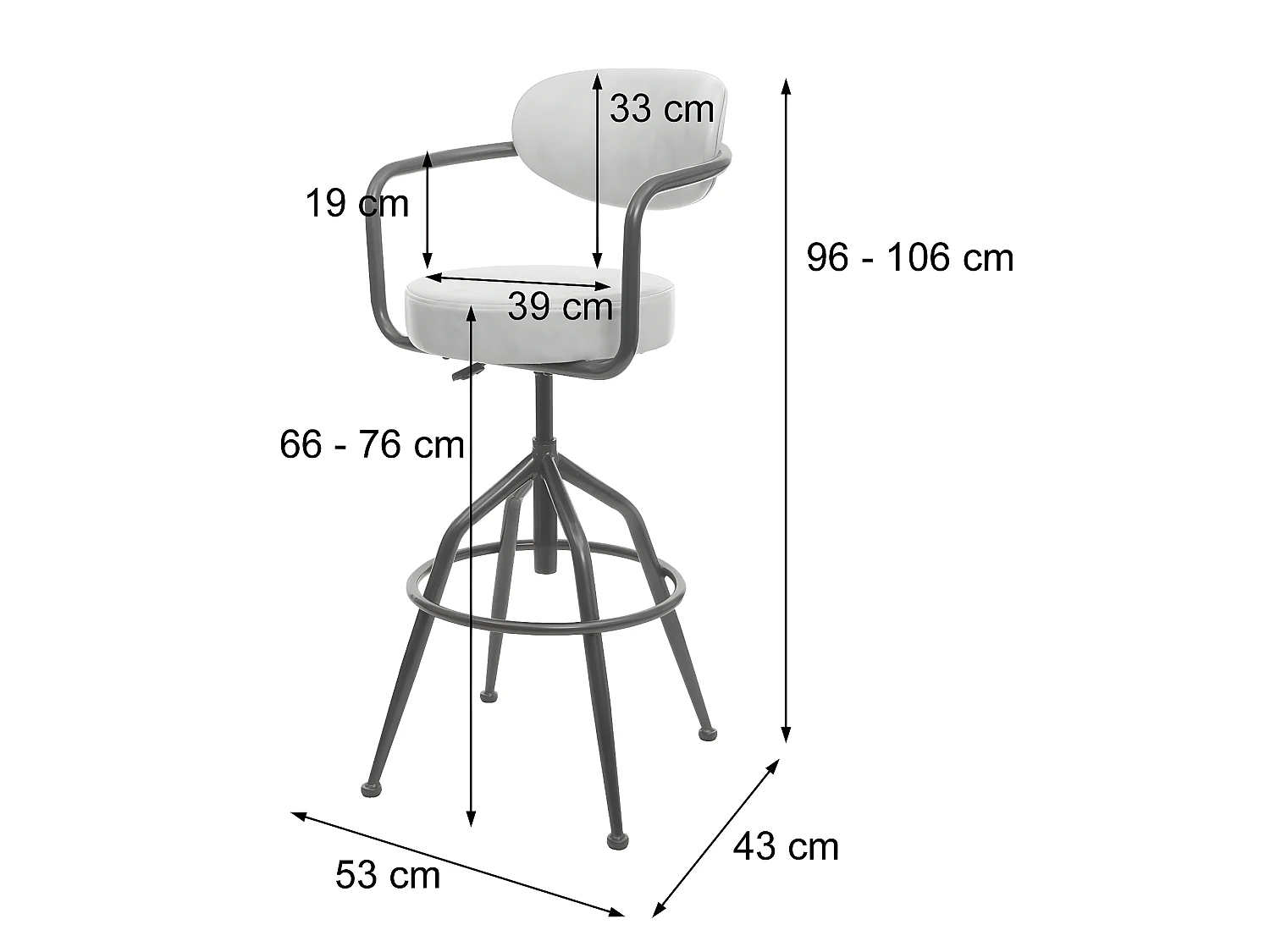 Barkruk MCW-H10f,  vintage beige