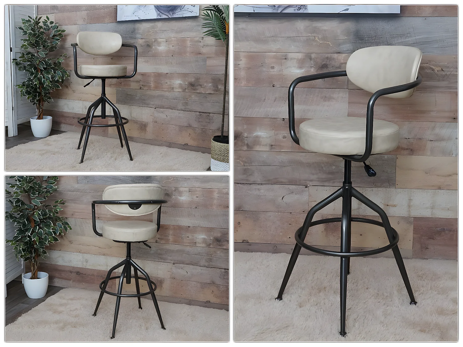 Barkruk MCW-H10f,  vintage beige