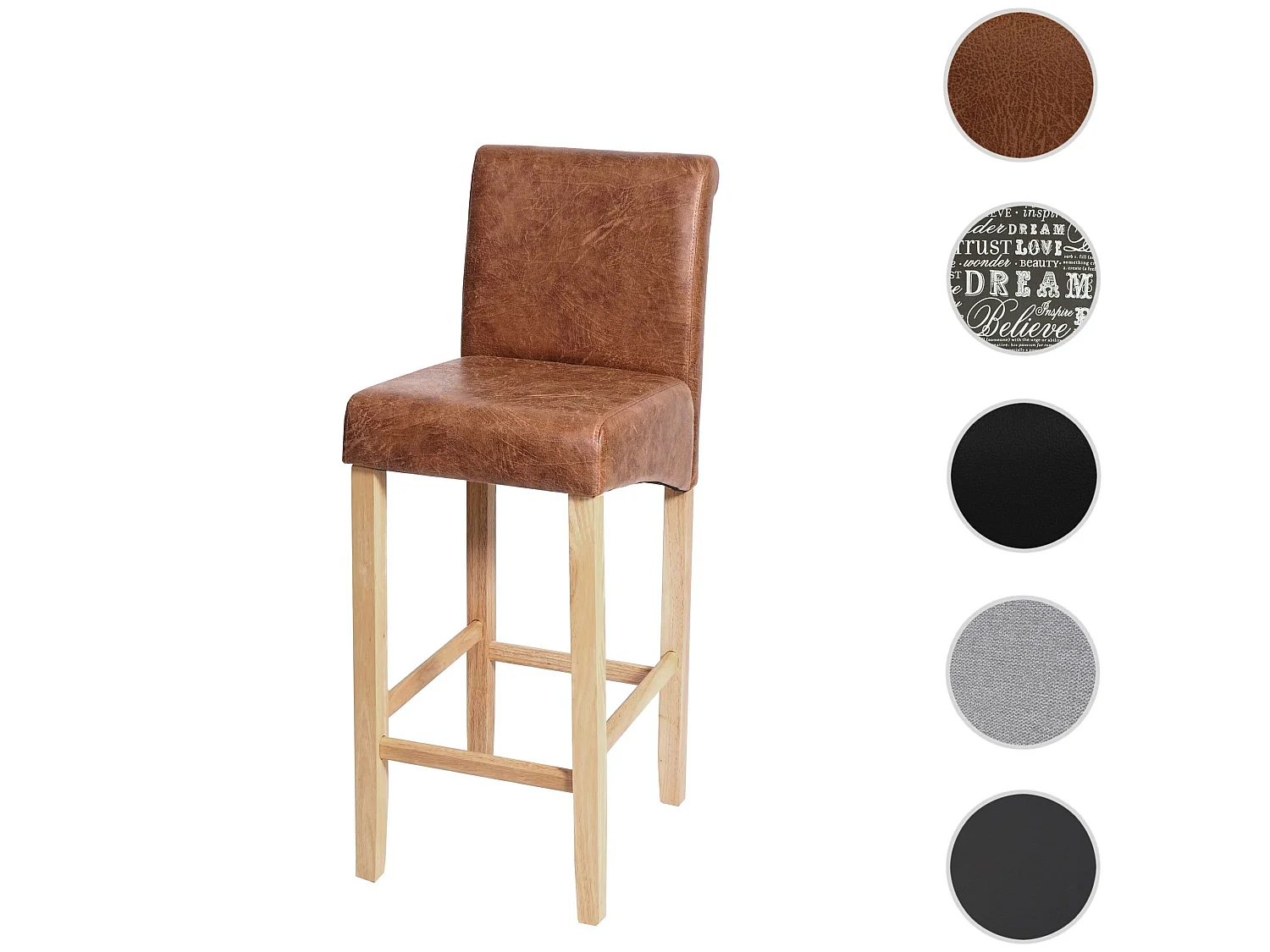 Tabouret de bar MCW-C33,  imitation daim, pieds clairs, tissu/textile