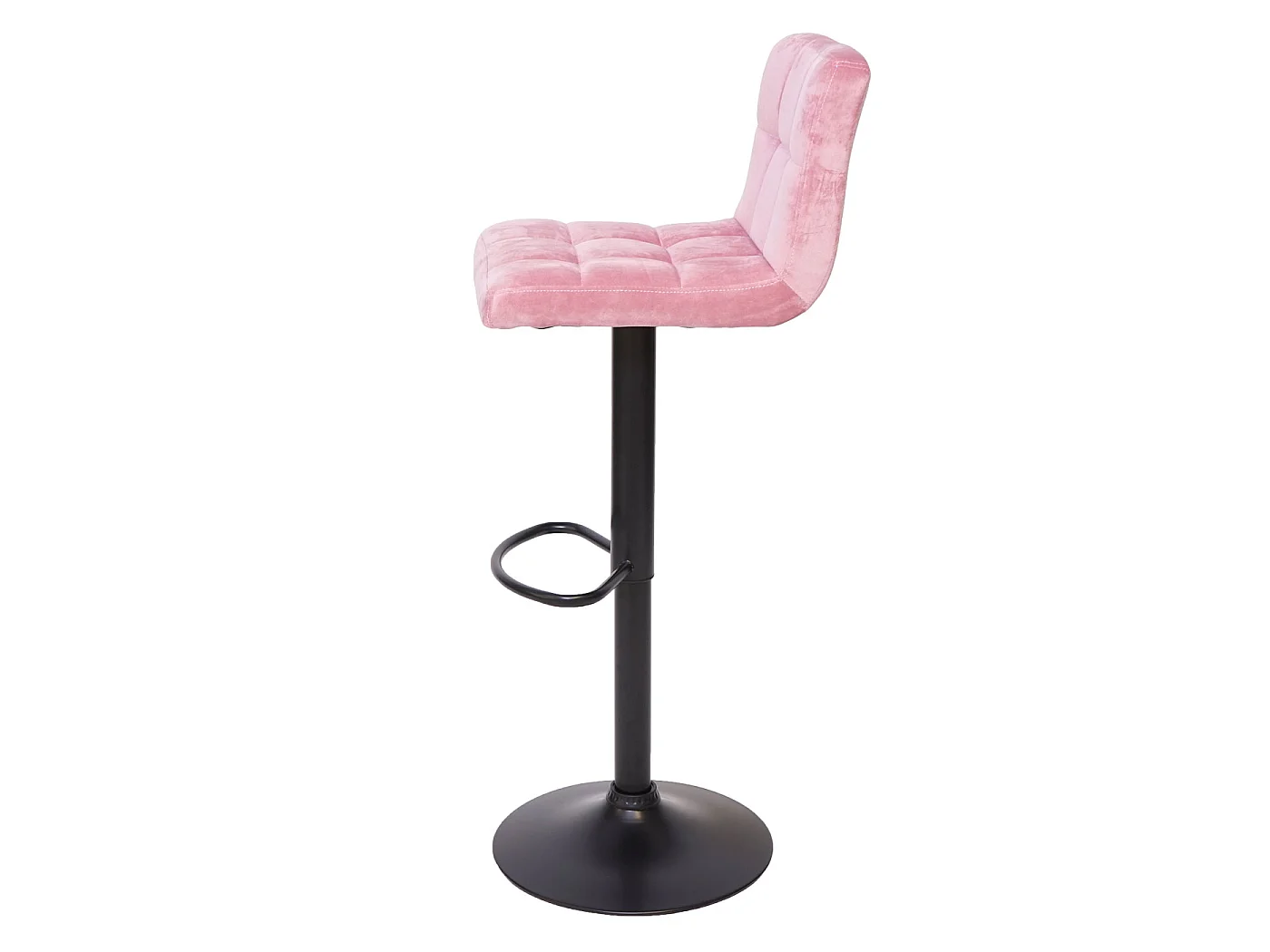 Tabouret de bar MCW-G87 (lot de 2),  velours rose, pied noir