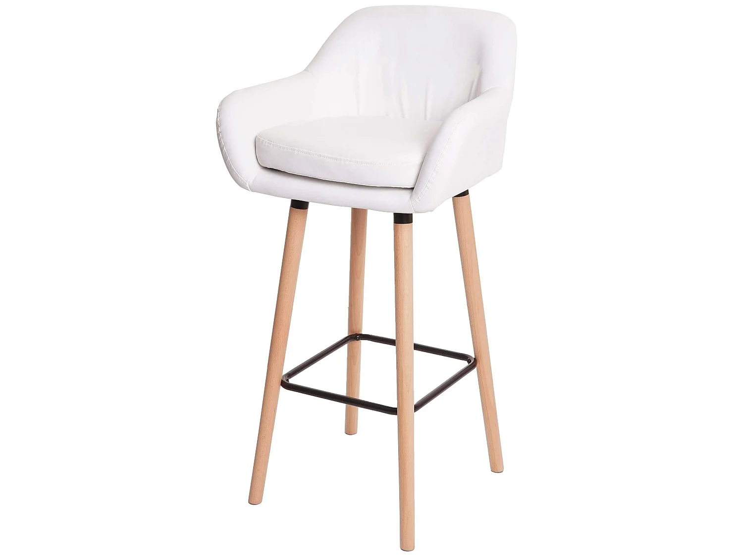 Serie Malmoe sgabello T381 legno massiccio ecopelle bianco