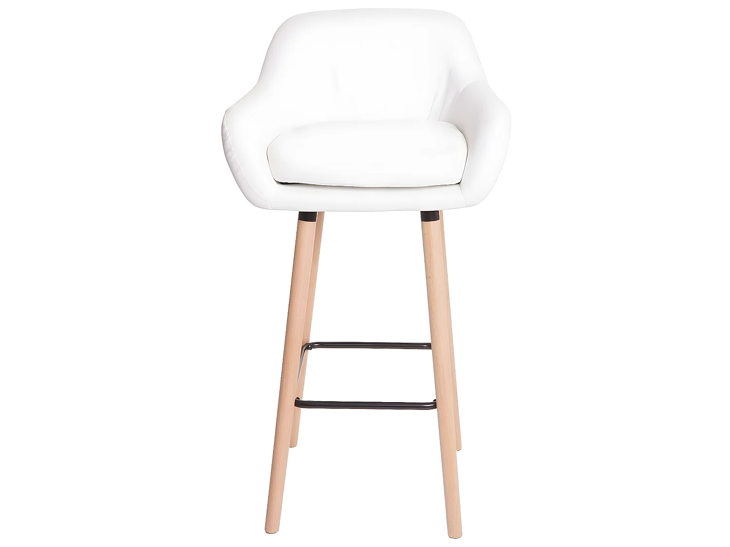 Serie Malmoe sgabello T381 legno massiccio ecopelle bianco