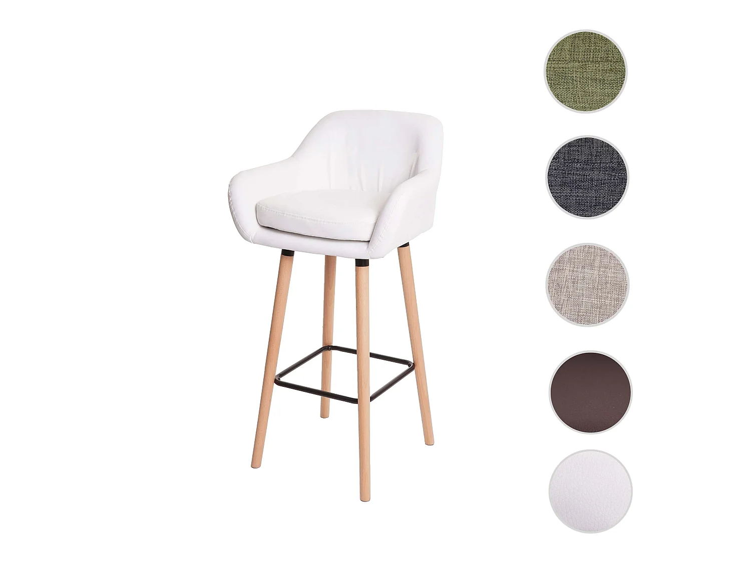 Tabouret de bar Vaasa T381,  simili cuir, blanc